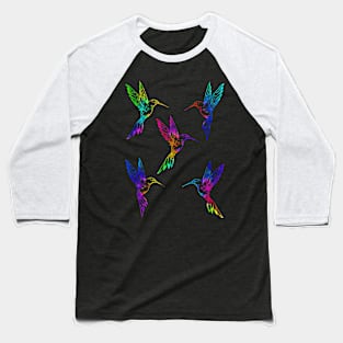 Neon Rainbow Hummingbirds Baseball T-Shirt